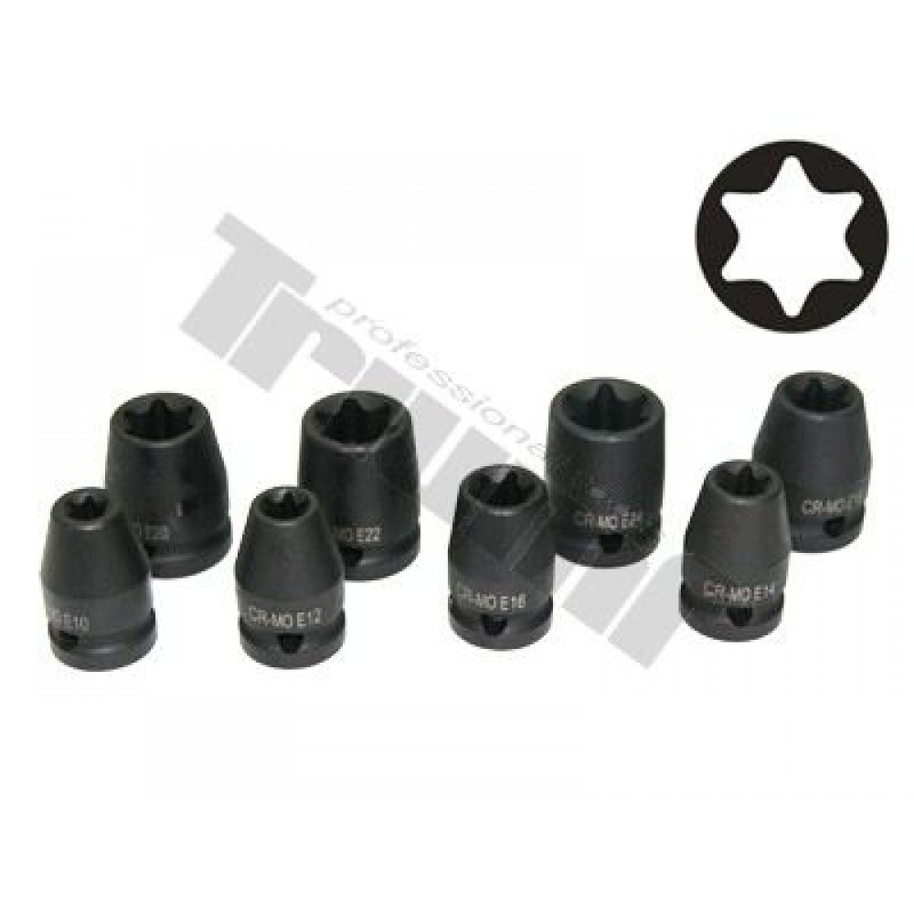 Zestaw nasadek 1/2" E-profil 8-częściowy