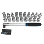 Zestaw nasadek do korków oleju z kluczem 3/8",20ks + adapter pod korki plastikowe VAG TRIUMF