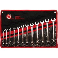 Klucze płaskie oczkowe 8-19 mm z grzechotką 12szt. BGS TECHNIC