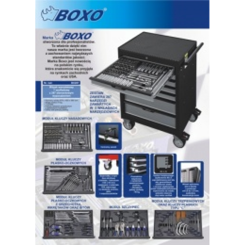 Szafka narzędziowa 7 szuflad z wyposażeniem 287cz. BOXO