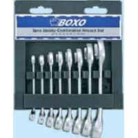 Klucze płaskie oczkowe krótkie zestaw 8 cz. 8-19mm BOXO